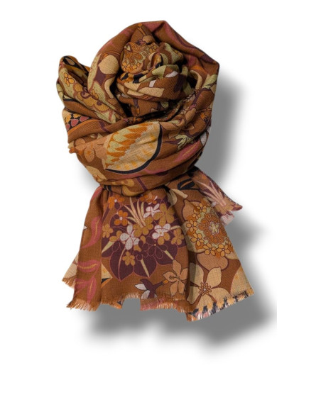 Arcuri Foulard Cric estampado floral ocre   | Almirante Seis Madrid